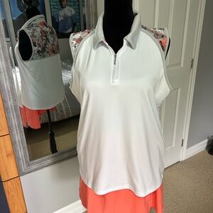 Izod White Grey Coral Golf sleeveless top
